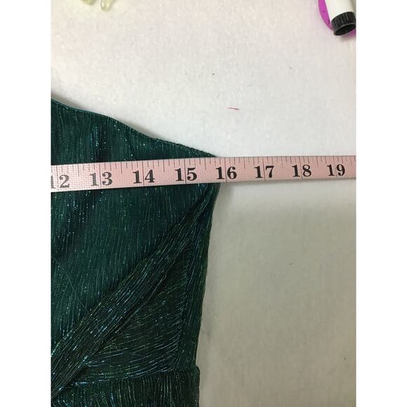 LULU'S M Shiny Teal Green Glamorous Glitz One-Shoulder Neck Maxi Dress NEW B97 - Picture 6 of 8